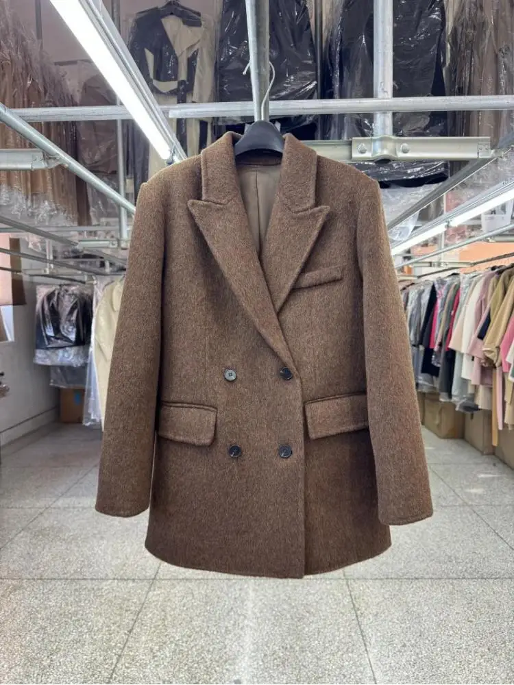 Alternative view of Office Lady Short Woolen Suit Jackets 2025 Autumn And Winter Loose Fashion All-Match Double-Breasted Women's Wool Coats