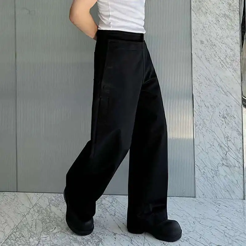 Alternative view of IEFB New Fashin Korean Style Men's Casual Pants Double-layer Straight Wide Leg Pants Solid Color Niche Stylish Men Wear 9C7056