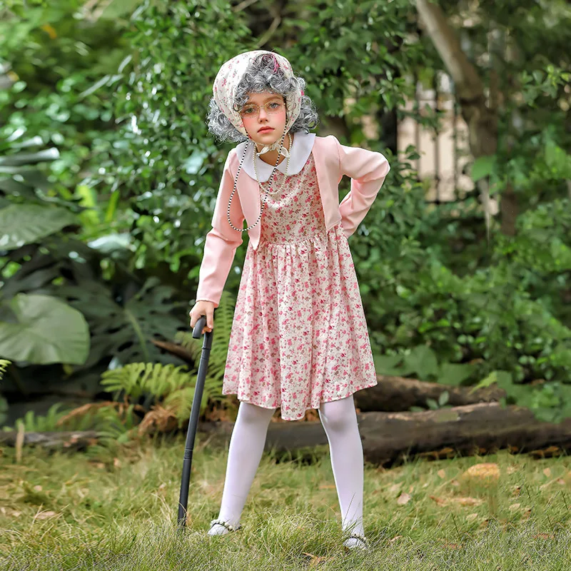Alternative view of Carnival Children's Clothing Floral Skirt 100 Days Of School Grandma Suit Funny Dress Cos Old Woman Clothing