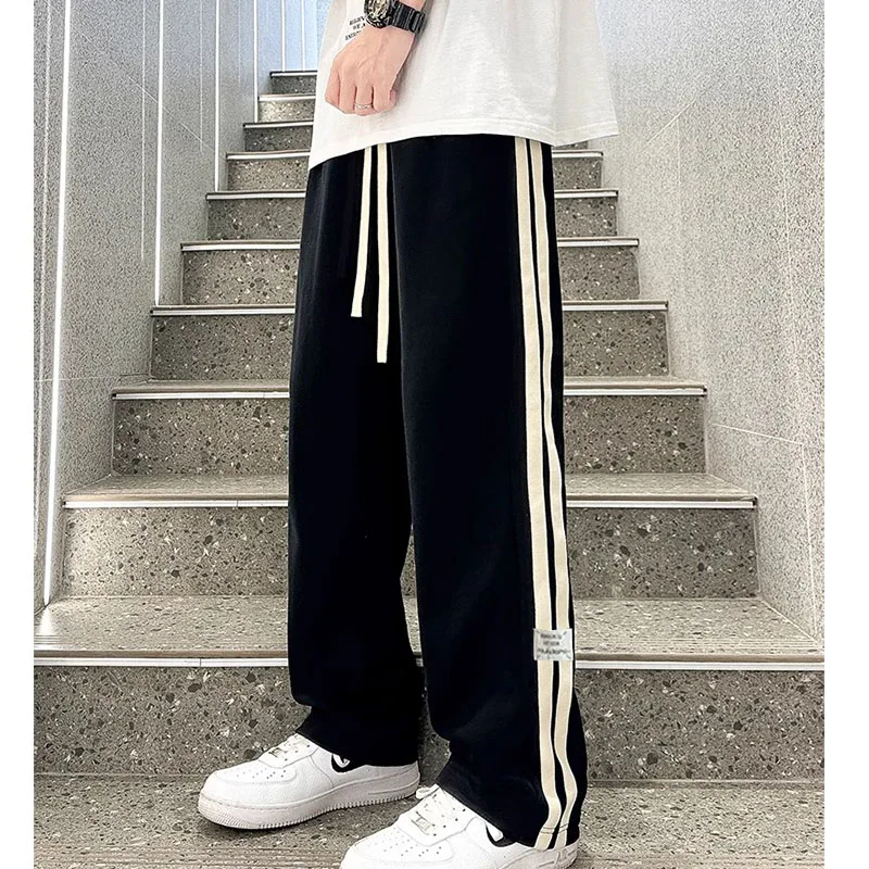 American striped pants boys summer 2024 new trend all straight leg loose sweatpants sports leisure wide-leg pants