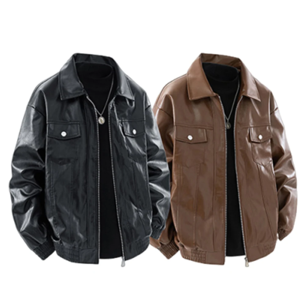 Hong Kong-style retro 2025PU leather jacket, a cool and stylish men's jacket, autumn Korean-style trendy and versatile coat