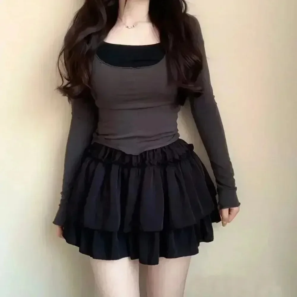 Summer Kawaii White Ruflles Skirt Women Fashion Slim Fit Chiffon Mini Skirts Giris Y2k All Match Elastic High Waist White Faldas
