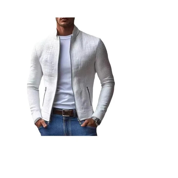 Alternative view of Men Autumn Winter Jacket Solid Color Long Sleeve Turtleneck Zippers Pockets Casual Fashion Comfortable Regular Standard Fit Coat